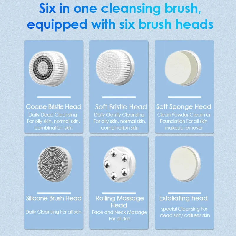 6-in-1 Sonic Facial Cleansing Brush