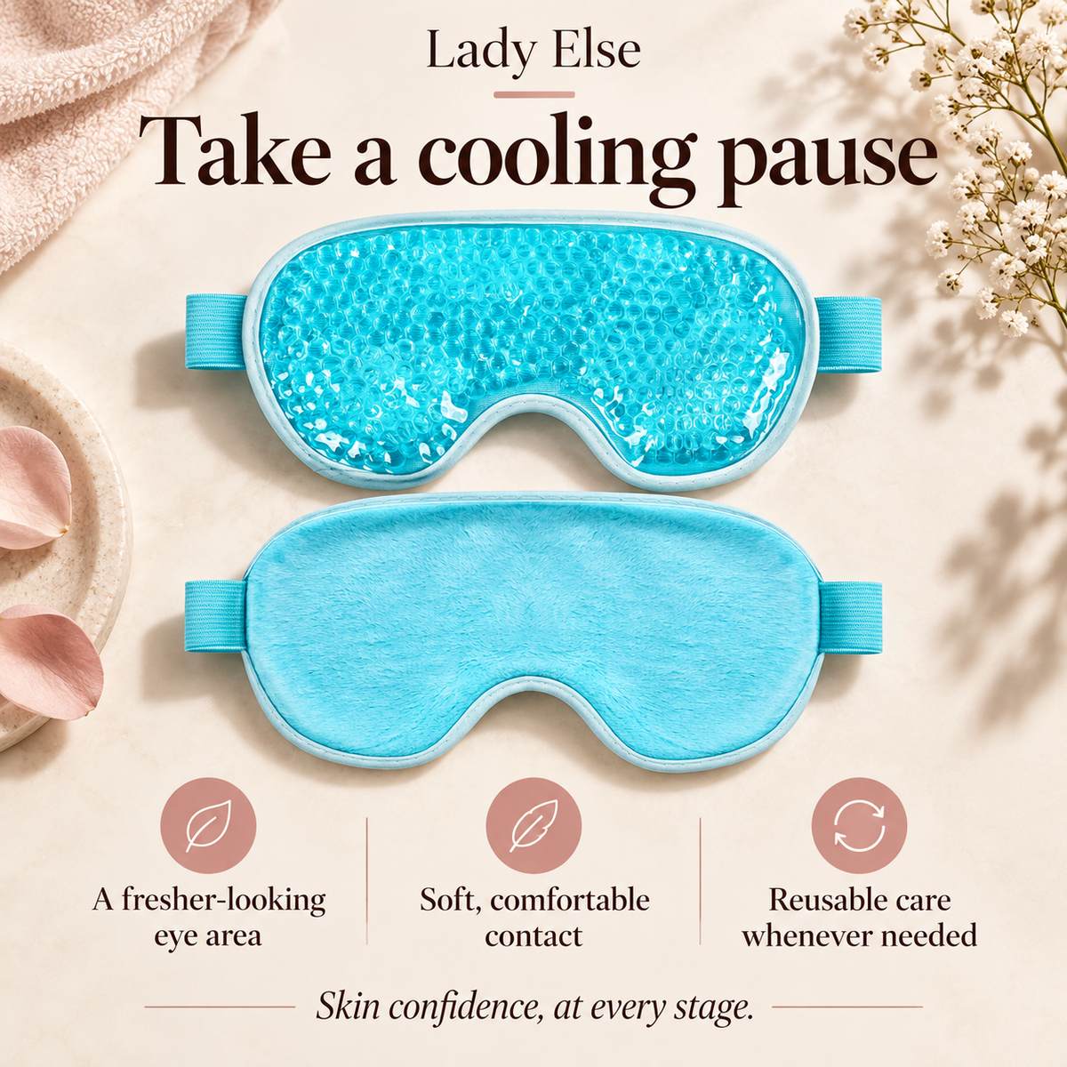 Take a cooling pause. A fresher-looking eye area. Soft, comfortable contact. Reusable care whenever needed